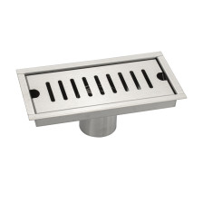 Трап линейный САНАКС 200х100мм вертикальный с гидрозатвором и верхним бортиком, нерж сталь/сатин 00045