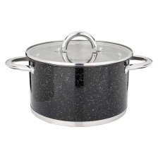 Кастрюля нержавеющая 3,5 л Black Marble крышка стекло Agness 937-307