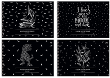 Альбом для рисования 20 л BG Черный стиль, на гребне