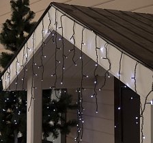 Гирлянда "Бахрома" уличная Ш:4 м, В:0,6 м нить темная LED-180/60-220V мерцание СИНЕ-БЕЛЫЙ 1080162
