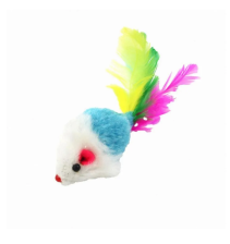 Игрушка для кошки Мышка с пером мех 7х3см 2024-2670