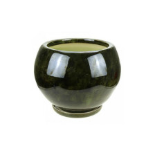 Горшок керамический с поддоном Шар зеленый 25х34 см