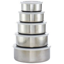 Набор мисок Protect Fresh Box с пластиковыми крышками (10,12,14,16,18 см), нержавеющий металл 700424
