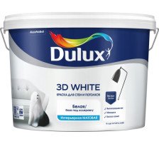 Краска Dulux 3D ослепительно белая матовая для стен и потолков (9л)