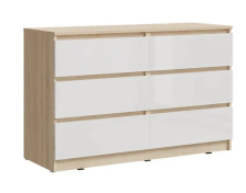 Комод Челси 1202 (6 ящиков) Белый глянец/Дуб сонома