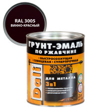 Грунт-эмаль по ржавчине гладкая винно-красная RAL 3005 (2л) Dali