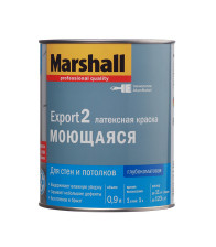 Краска для стен и потолков моющаяся Export 2 глубокоматовая BW (0,9л) Marshall