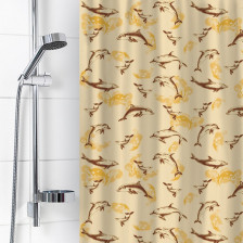 Штора для ванной комнаты 180х180см ВИЛИНА Дельфины бежевый полиэтилен с кольцами 6984-39