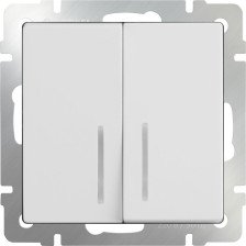 Выключатель 2-м скрытой установки WL01-SW-2G-LED-white белый
