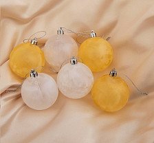 Набор Шаров новогодних 6см 6шт Туман бело-желтые