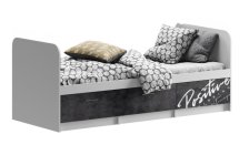 Кровать Вега Позитив Бетон темный/Белый