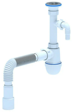 Сифон бутылочный 1 1/4х40 с нержавеющим выпуском, отводом, переливом, гофрой 40х40/50 АНИ С13.15