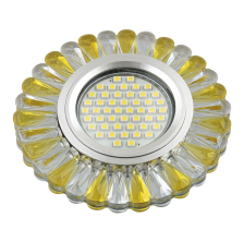 Светильник галогенный GU5.3 DLS-L145 GLASSY/GOLD зерк/прозрачный+светло+желтый