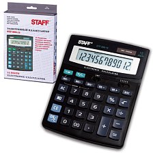 Калькулятор настольный 12 разрядов STF-888-12 Staff двойное питание 200х150 мм черный