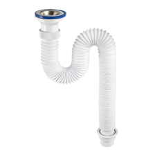 Сифон гофрированный Элит VIR 1200мм металлическая сетка 632 (35)