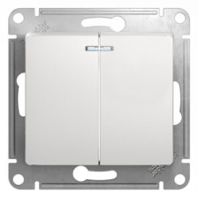 Выключатель 2-м скрытой установки с подсветкой Glossa GSL000153 белый