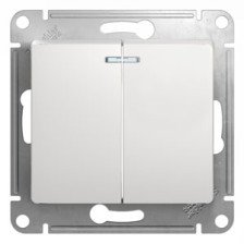 Выключатель 2-м скрытой установки с подсветкой Glossa GSL000153 белый