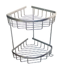 Полка алюминиевая САНАКС угловая 2-ярусная сетка, овальная 75061 