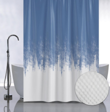 Штора для ванной комнаты 180х180см САНАКС СИНИЙ ПЕРЕХОД, с тиснением, без колец 05-04