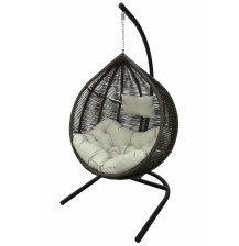 Кресло-качели Флорес ротанг коричневый, подушка estera-хамелеон