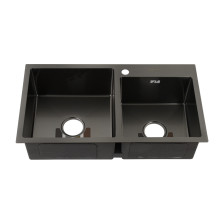 Мойка врезная 78х43 (0,8) h=200 двойная графит 78433G Fabia Profi
