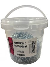 Саморезы с прессшайбой 4,2х25 для крепления металла до 0.9 мм оцинкованные (500 шт/)упаковка ведро