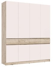 Шкаф 4-створчатый Роджина Кашемир/Дуб крафт серый