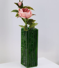 Ваза стеклянная Квадрат Кора h30см, изумруд темный