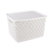 Корзина для хранения 35х29х22,5 белый Плетенка с крышкой М3591