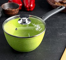 Кастрюля антипригарная 1,5 л стеклянная крышка  съёмная ручка Trendy Style lime k17tsl