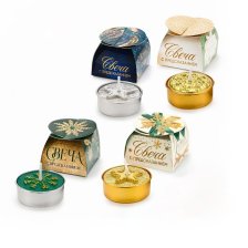 Свеча Новогодняя чайная Праздничная 4см микс