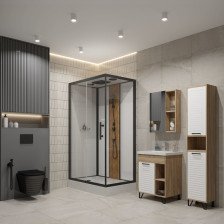 Душевая кабина 120х80х215 Eva Gold 1806B-S черный профиль бамбук прозрачн стекло