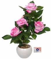 Цветок Розовый куст 42см (розовый) в горшке 951-455