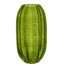 Ваза стеклянная Плиссе h28см, олива