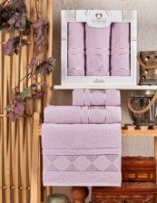 Набор полотенец махровых 3 шт 50х90/2 + 70х140 Delta светло-розовый Two Dolphins