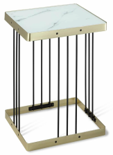 Стол журнальный SHT-CT16 светлый мрамор/латунь/черный