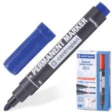 Маркер перманентный нестираемый 2,5 мм Centropen 8566 круглый синий