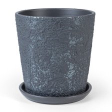Горшок керамический с поддоном Лава 4 18х18см 2,6 л конус графит