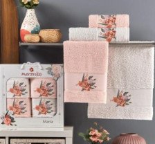 Набор полотенец махровых 4 шт 50х90/2 + 70х140/2 Maria пудра Merzuka