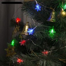 Гирлянда "НИТЬ" 5 м с насадками “Снежинки малые”, Нить Силикон LED-20-220V, моргает, МУЛЬТИ 541525