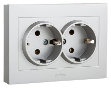 Розетка 2-местная скрытой установки c заземлением OVIVO 400-100300-907 16А 250В серебро