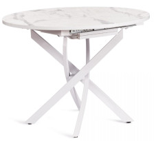 Стол MANZANA ЛДСП/HPL/металл, 100х100+30х75см, мрамор светлый/белый