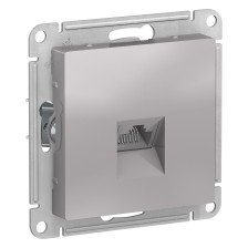 Розетка компьютерная 1-м скрытой установки Atlas Design ATN000383 алюминий