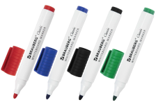 Маркеры для белой доски 4 шт 3 мм кругл классич (чер,син,красн,зел) Brauberg