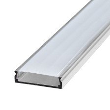 Профиль для светодиодной ленты CAB263 накладной широкий с матовым экраном,2 заглушки в комплекте алюминий