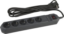 Фильтр сетевой 5-ти местный+2USB 1,5м с заземлением Эра черный USF-5es-1.5m-USB-B