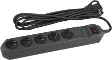 Фильтр сетевой 5-ти местный+2USB 1,5м с заземлением Эра черный USF-5es-1.5m-USB-B