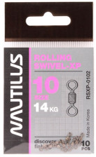 Вертлюг Nautilus Rolling Swivel 0102 размер №10 ,тест 14кг