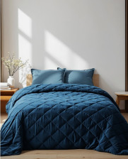 Покрывало велюр 220х240 Silk velvet синий Этель