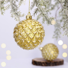 Набор украшений новогодних Еловый шар 8см 2шт золото
